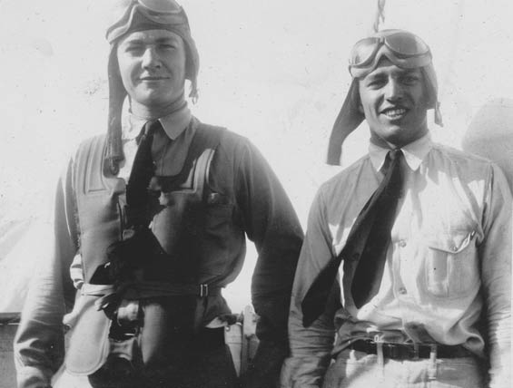 W. H. McMullen (L) and Unidentified Officer, Carrier Deck, Ca. 1928-30 (Source: Barnes)
